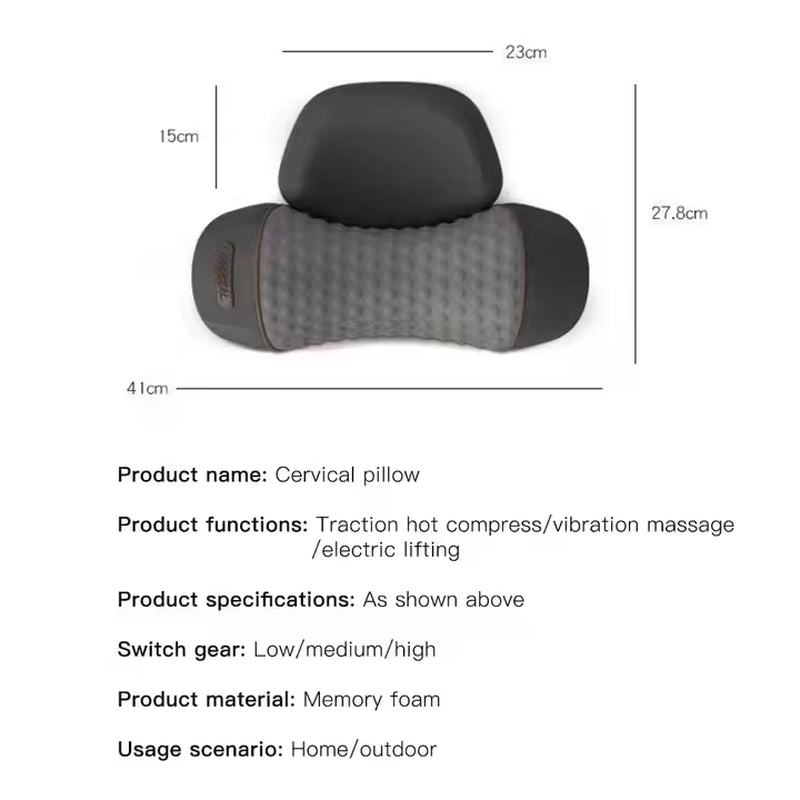 Heated Compress Memory Foam Cervical Pillow with Vibration Relief Feature for Neck Massage