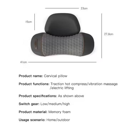 Heated Compress Memory Foam Cervical Pillow with Vibration Relief Feature for Neck Massage